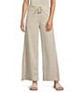Feather Gray Crinkle Knit Wide Leg Drawstring Waist Pull-On Ankle Pants - Image 1