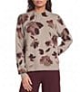 Feather Gray Knit Abstract Mock Neck Long Sleeve Sweater - Image 1