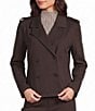 Feather Gray Knit Double Breasted Notch Lapel Long Sleeve Button Front Blazer - Image 1