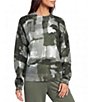 Feather Gray Knit Plaid Abstract Mock Neck Long Sleeve Sweater - Image 1