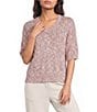 Feather Gray Light Weight Knit V-Neck Elbow Length Sleeve Sweater - Image 1