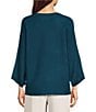Feather Gray Lightweight Two-Toned Knit Boat Neck 3/4 Sleeve Sweater - Image 2