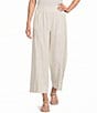 Feather Gray Linen Blend Wide Leg Pull-On Crop Trouser Pants - Image 1