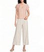 Feather Gray Linen Blend Wide Leg Pull-On Crop Trouser Pants - Image 3