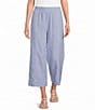 Feather Gray Linen Blend Wide Leg Trouser Pull-On Cropped Pants - Image 1
