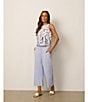 Feather Gray Linen Blend Wide Leg Trouser Pull-On Cropped Pants - Image 6