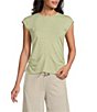 Feather Gray Modal Blend Crew Neck Short Sleeve Ruched Top - Image 1