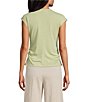 Feather Gray Modal Blend Crew Neck Short Sleeve Ruched Top - Image 2