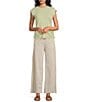 Feather Gray Modal Blend Crew Neck Short Sleeve Ruched Top - Image 3