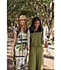 Feather Gray Olive Leafy Graphic Print Twofer Midi Dress - Image 6