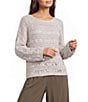 Feather Gray Open Stitch Knit Boat Neck Long Doman Sleeve Sweater - Image 1