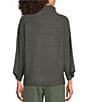 Feather Gray Ribbed Knit Mock Neck 3/4 Dolman Sleeve Sweater - Image 5