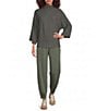 Feather Gray Ribbed Knit Mock Neck 3/4 Dolman Sleeve Sweater - Image 6