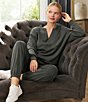 Feather Gray Soft Luxe V-Neck Long Sleeve Ribbed Trim Top - Image 4