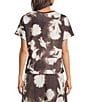 Feather Gray Stretch Knit Keyhole Crew Neck Short Sleeve Top - Image 2