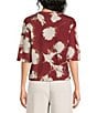Feather Gray Stretch Knit Printed Crew Neck Elbow Length Sleeve Pullover Top - Image 2
