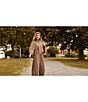 Feather Gray Sueded Luxe Woven Mandarin Collar 3/4 Cinched Cuff Sleeve Button Front Blouse - Image 5