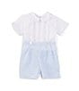 Color:White/Blue - Image 1 - Baby Boys 3-9 Months Feather Stitched Bobby Suit