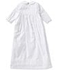 Color:White - Image 2 - Baby Newborn-12 Months Christening Long-Sleeve Gown And Hat Set