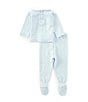 Feltman Brothers Baby Boys Pique Collar Sweater Knit Top & Footed Pants Set, Color:Blue - Image 2