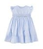 Feltman Brothers Baby Girls Round Neck Ruffle Sleeve Rose Garden Dress, Color:Blue - Image 1