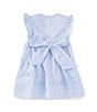 Feltman Brothers Baby Girls Round Neck Ruffle Sleeve Rose Garden Dress, Color:Blue - Image 2