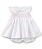 Color:White - Image 1 - Baby Girls 3-9 Months Flutter Sleeve Smocked Dress