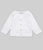 Color:White - Image 1 - Baby Girls Newborn-24 Months Pointelle Ruffle Button Front Sweater