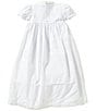 Color:White - Image 2 - Baby Girls Newborn-6 Months Smocked Lace-Trimmed Embroidered Christening Gown and Hat Set