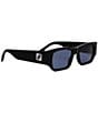 FENDI Men's FF Squared 54mm Rectangle Sunglasses, Color:Shiny Black/Blue - Image 8