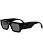 Color:Shiny Black - Image 1 - Unisex Diagonal 51mm Rectangle Sunglasses
