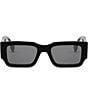 Color:Shiny Black - Image 2 - Unisex Diagonal 51mm Rectangle Sunglasses