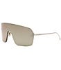 Color:Brown/Rose Gold - Image 1 - Unisex FENDI First 99mm Shield Sunglasses