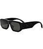 Color:Matte Black - Image 1 - Unisex Shadow 54mm Rectangle Sunglasses