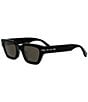 FENDI Unisex Selleria 50mm Rectangle Sunglasses, Color:Shiny Black/Brown - Image 1
