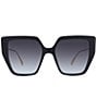 Color:Black - Image 2 - Women's Baguette 55mm Geometric Oversized Sunglasses