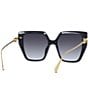 Color:Black - Image 3 - Women's Baguette 55mm Geometric Oversized Sunglasses
