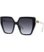 Color:Black - Image 1 - Women's Baguette 55mm Geometric Oversized Sunglasses
