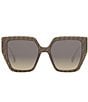 Color:Brown - Image 2 - Women's Baguette 55mm Printed Geometric Oversized Sunglasses