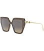 Color:Brown - Image 1 - Women's Baguette 55mm Printed Geometric Oversized Sunglasses