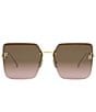 Color:Gold/Brown - Image 2 - Women's FENDI First 59mm Geometric Square Sunglasses