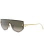 Color:Gold - Image 1 - Women's FENDI First 99mm Rectangle Shield Sunglasses