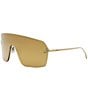 Color:Gold - Image 1 - Women's Fendi First Shield Rectangle Sunglasses
