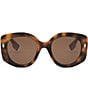 Color:Shiny Classic Havana - Image 2 - Women's FENDI Roma 51mm Havana Round Sunglasses