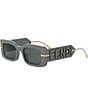 Color:Shiny Grey - Image 1 - Women's Fendigraphy 51mm Rectangle Sunglasses