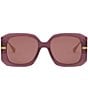 Color:Purple - Image 2 - Women's Fendigraphy 55mm Geometric Oversized Sunglasses