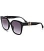FENDI Women's FF Diamonds 55mm Square Sunglasses, Color:Shiny Black/Smoke - Image 1