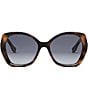Color:Blonde Havana - Image 2 - Women's Lettering 57mm Havana Butterfly Sunglasses