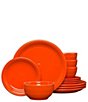 Fiesta Bistro Coupe 12-Piece Dinnerware Set, Service for 4, Color:Poppy - Image 1
