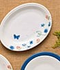Color:White/Floral - Image 2 - Breezy Floral Collection Butterfly Oval Platter